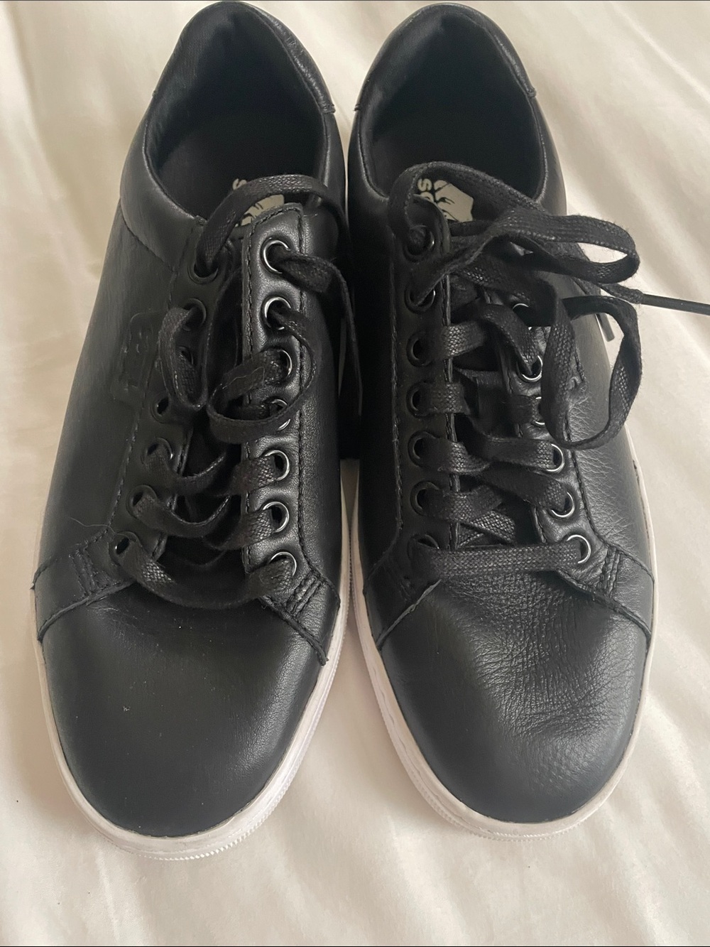 Sorel Black Leather Sneakers with White Soles